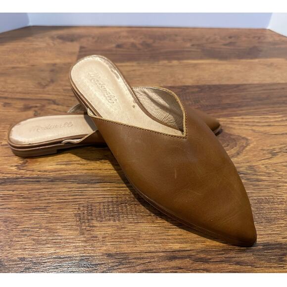 Madewell Women’s Emilia Leather Pointed Toe Mules – Tan – Size 9 Minimalist - Picture 1 of 9